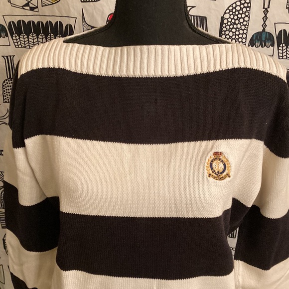 Vintage Ralph Lauren Black/White Cotton Sweater - Picture 2 of 11